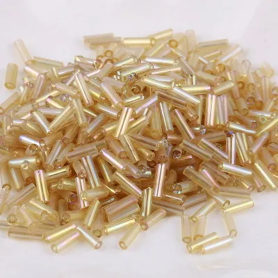 AB Light Gold 400 шт прозрачные Стекло трубки Бусины 2*6 мм Серебряное ядро Чешский Стекло бусины Стеклярус вышивка ювелирных изделий DIY аксессуары для одежды - Цвет: AB Light Gold