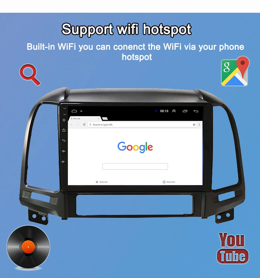 Navivox Android 8,1 2 din автомобильный dvd мультимедийный плеер для hyundai Santa Fe 2005-2012 gps навигация автомобильный Радио магнитофон