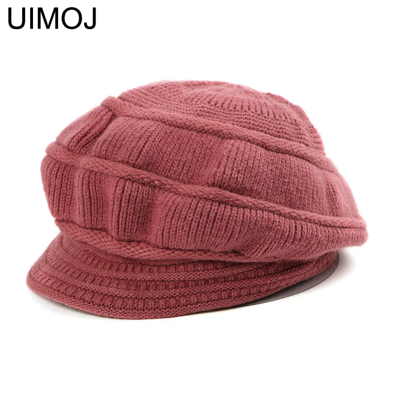 PURPLE UIMOJ однотонные вязаные остроконечные береты Осень Зима теплые женские модные женские шапки 7 цветов - Цвет: PURPLE