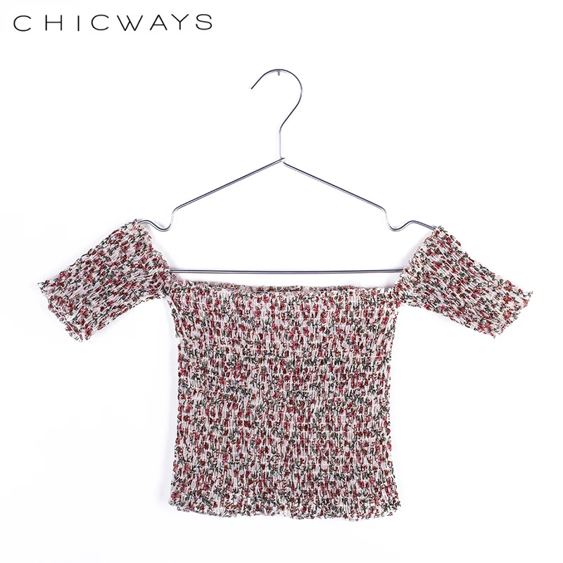 Chicways шифона с принтом майка открытыми плечами цветочный сексуальные плетения