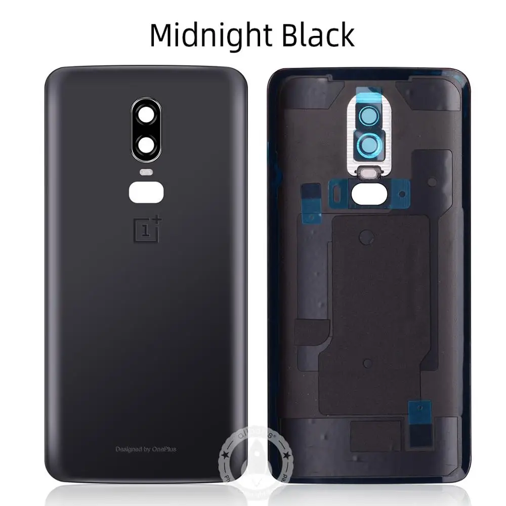 Корпус для Oneplus 6 задняя крышка для One Plus 6 Батарейная дверь настоящая задняя крышка стекло телефон Корпус чехол запасные части - Цвет: Midnight Balck