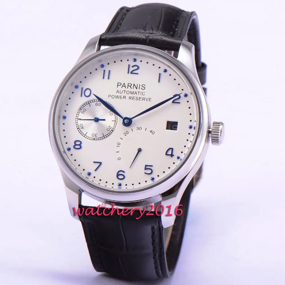 Мужские часы Parnis с белым циферблатом и регулировкой даты 43 мм|watch men|watch men watchwatch watch