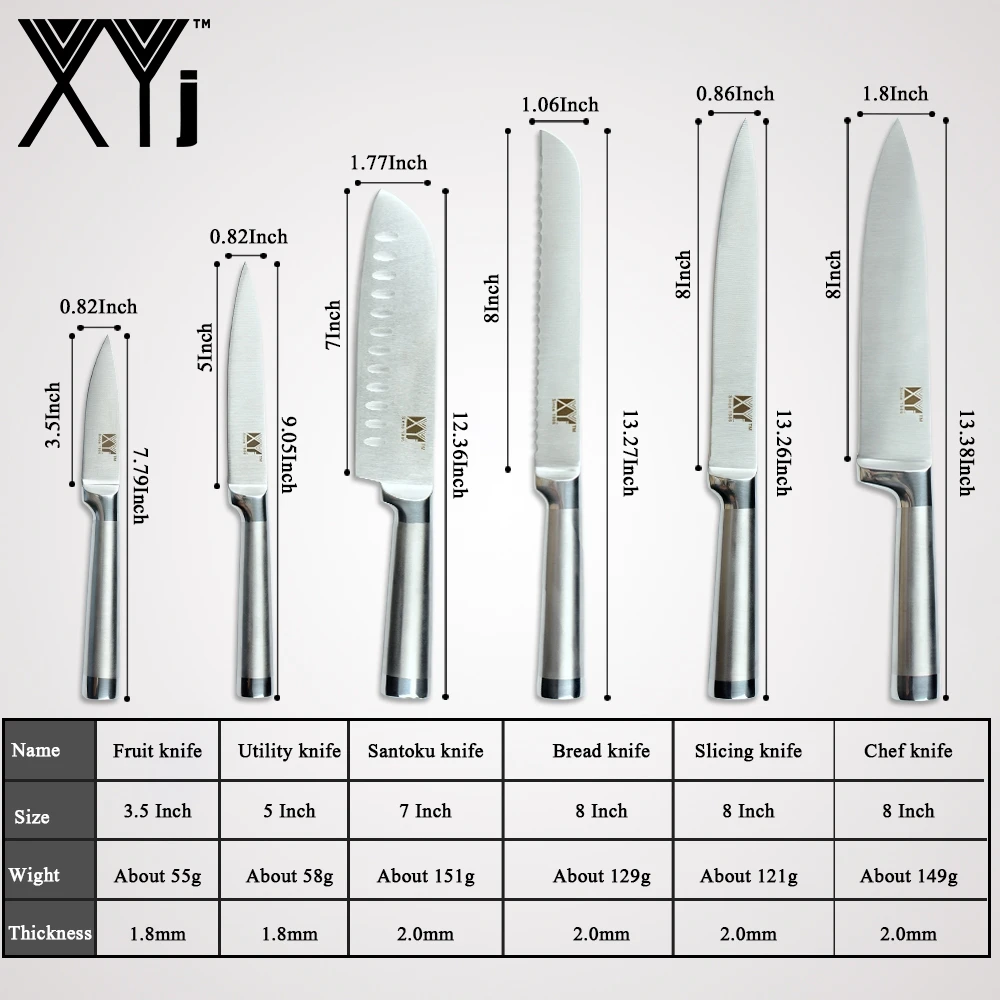 XYj, набор кухонных ножей, аксессуары, 7cr17, ножи из нержавеющей стали, фруктовый инструмент, сантоку, шеф-повара, набор ножей для нарезки хлеба, набор инструментов
