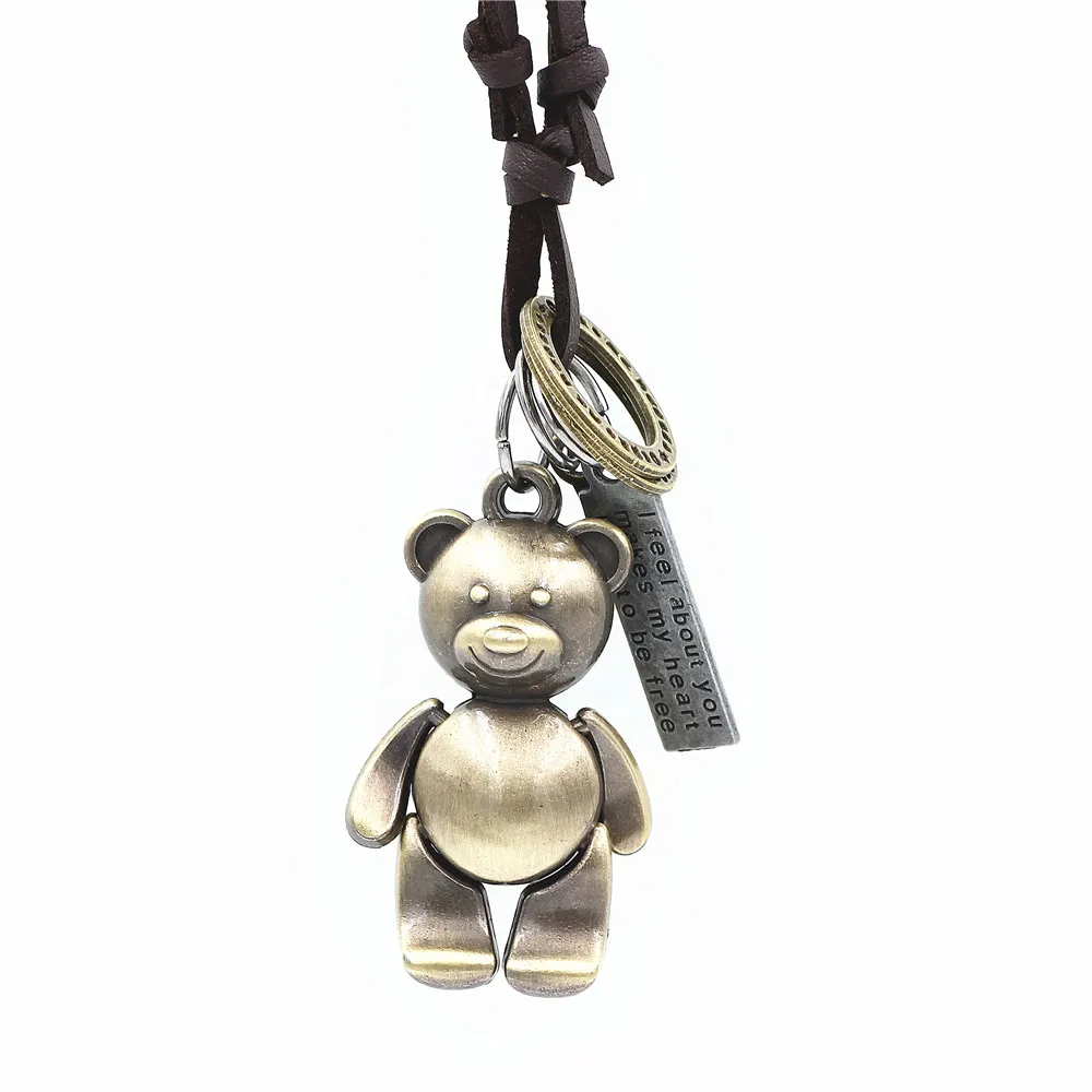 DGW ювелирный медведь ожерелья и подвески kolye винтажное кожаное ожерелье мужское