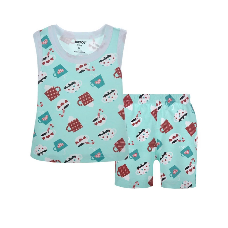 Комплект одежды с принтом 100% хлопок жилет + короткие штаны от 6 до 36 месяцев летний