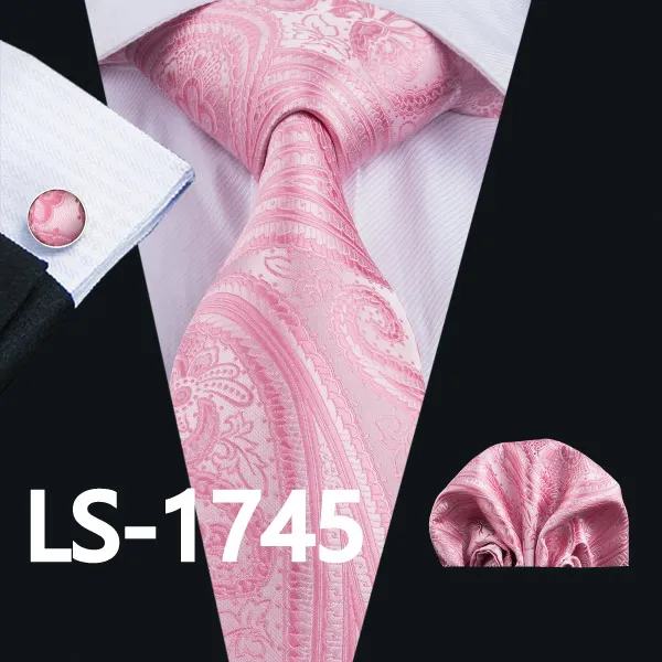 LS1745 LS-1610 Barry. Wang Мужской галстук шелк жаккардовый тканый галстук носовой платок Запонки Наборы для формальных Свадебная деловая вечеринка - Цвет: LS1745