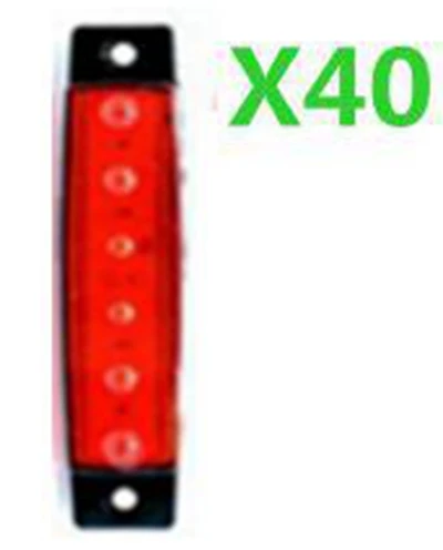 40pcs RED 40 шт. 12 В 24 в боковой габаритный фонарь для грузовик, автобус, автомобиль Прицеп грузовик с 6LED яркими клиренсами индикаторные лампы Синий Красный янтарь белый - Цвет: 40pcs RED