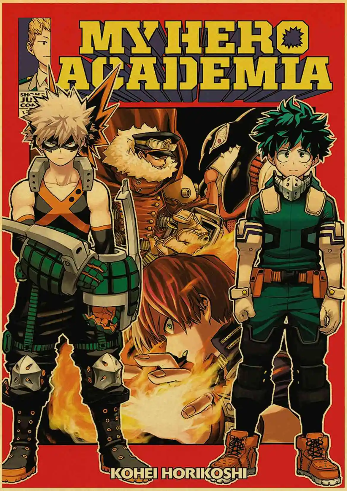 T003 My Hero плакат Academia коричневая печать на крафтовой бумаге настенная живопись Винтажный стиль аниме Ретро плакат Наклейка на стену - Цвет: T003