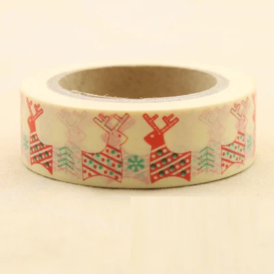 

Free shipping high quality christmas washi paper tape/15mm*10m christmas deer masking japan washi tape