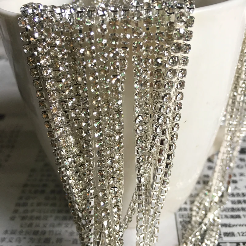 Оптовая продажа 1 ряд ярд SS8 Стразы Cystal отделка закрывающая чашку цепь коготь