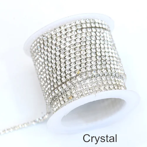 Crystal SS6, 1 ярд, 5 ярдов, Красочные Стразы, цепочка, стекло, ПРИШИТАЯ отделка, с серебряным интенсивным коготком, для украшения своими руками, F0091 - Цвет: Crystal