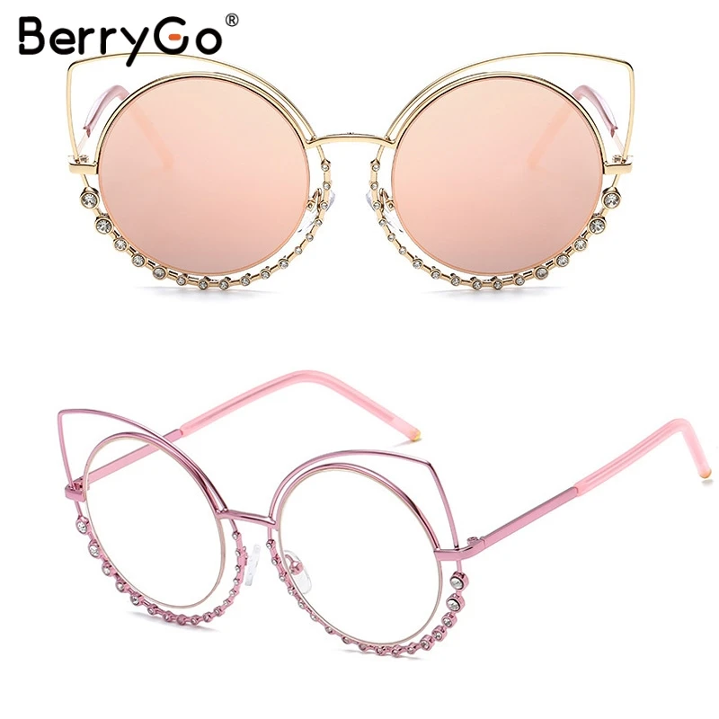BerryGo кошачий глаз женские солнцезащитные очки сплав кристалл бисер Ретро стиль
