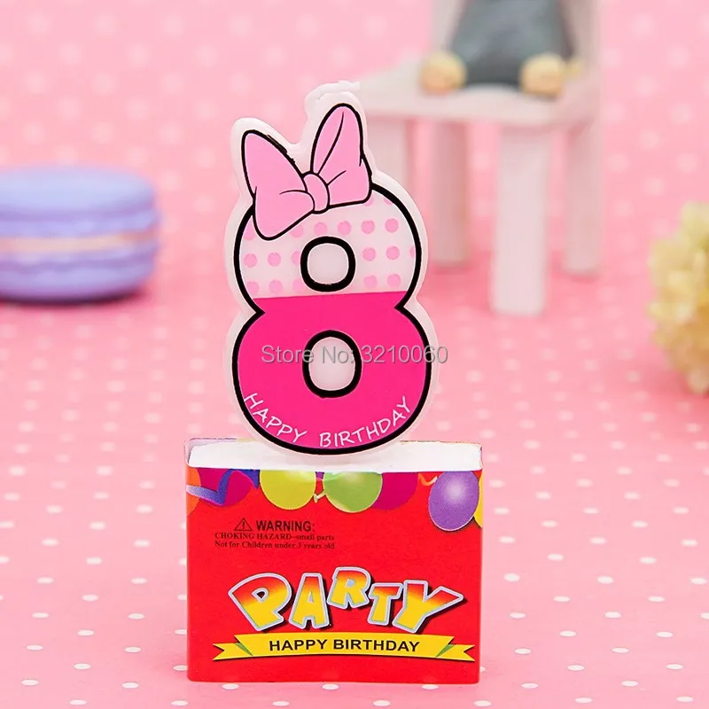 Pink 8 Цифры 0-9 Микки Минни Маус свечи для детей день рождения украшения принадлежности творческий романтический торт Кекс Топпер Декор - Цвет: Pink 8