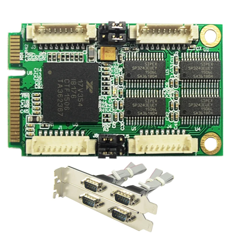 

Mini PCIe 4 Serial ports Controller card mini PCI-e to DB9 RS232 adapter mini PCI-E COM Card XR17V354