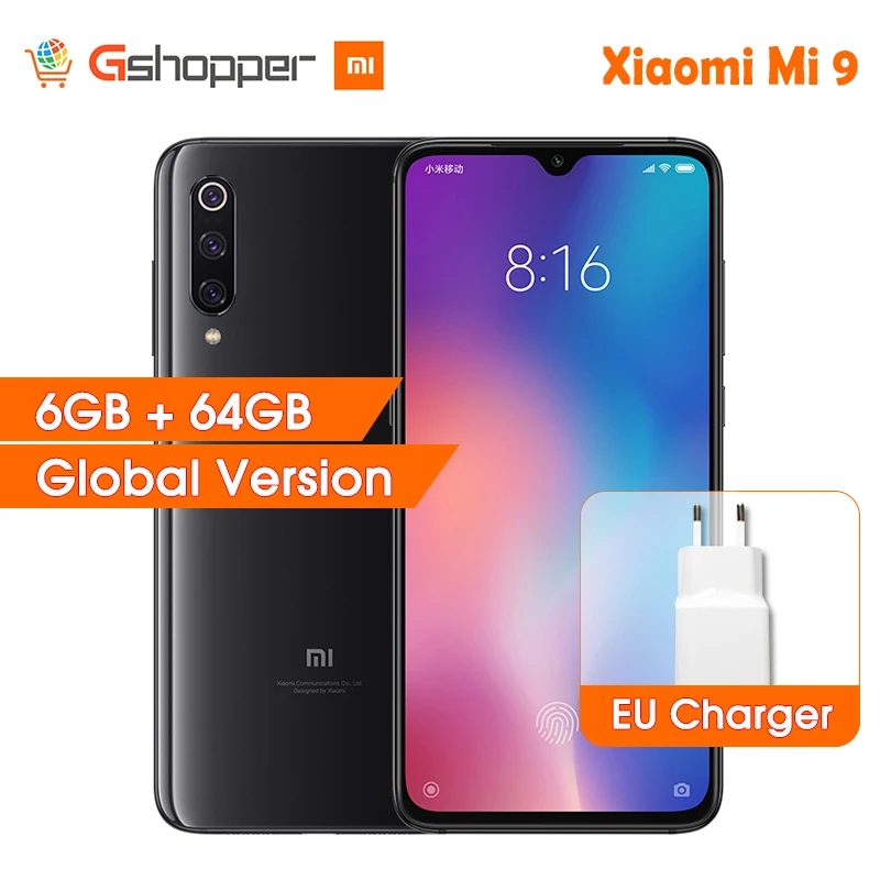 Глобальная версия Xiao mi 9 6GB 64GB Смартфон Snapdragon 855 Octa Core 6 39 &quot48MP Тройная камера в
