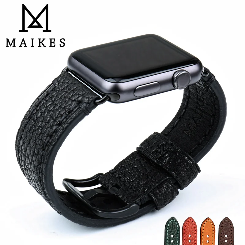 MAIKES ремешок для часов из натуральной кожи Аксессуары Apple Watch 42 мм 38 серия 4/2/1 iWatch 4 44