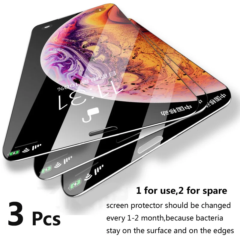 3 шт. для iPhone Xs Max XR X 7 8 6s Plus 5s 4S закаленное стекло передняя защита экрана Защитный