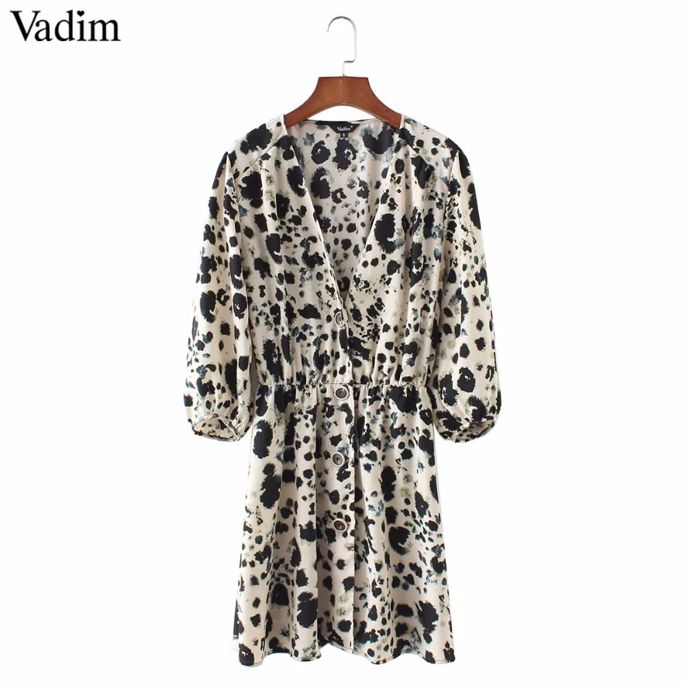 Милые женские шикарные платья с v-образным вырезом и леопардовым узором