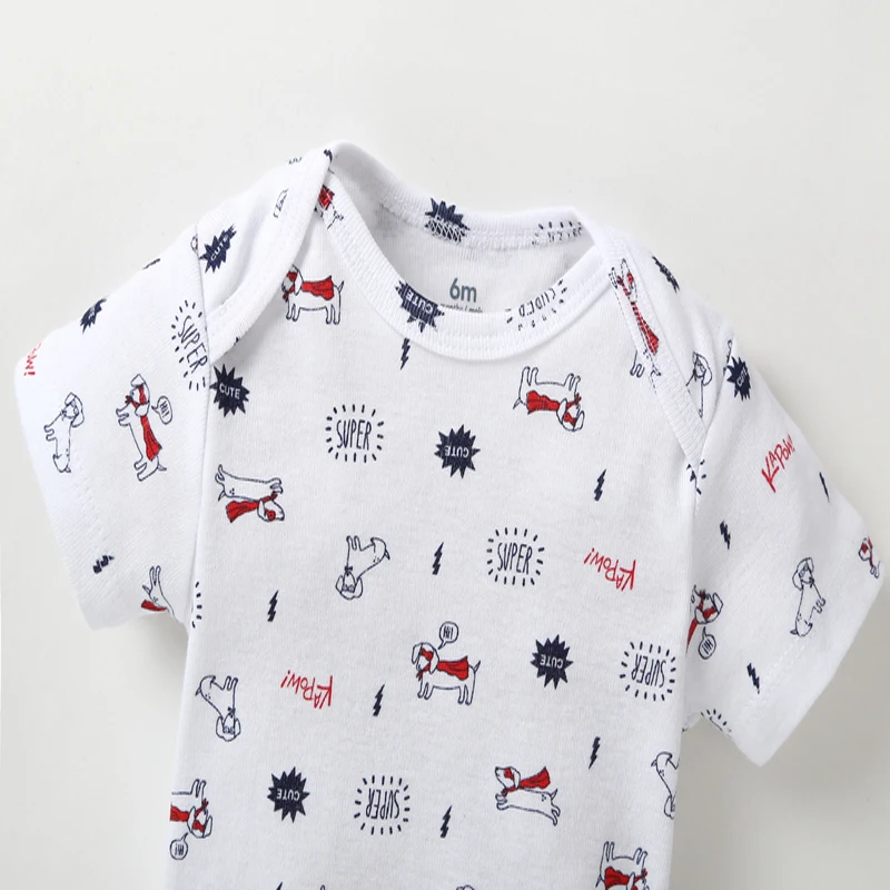 Летний костюм для новорожденных футболка с рисунком топ + боди круглым вырезом