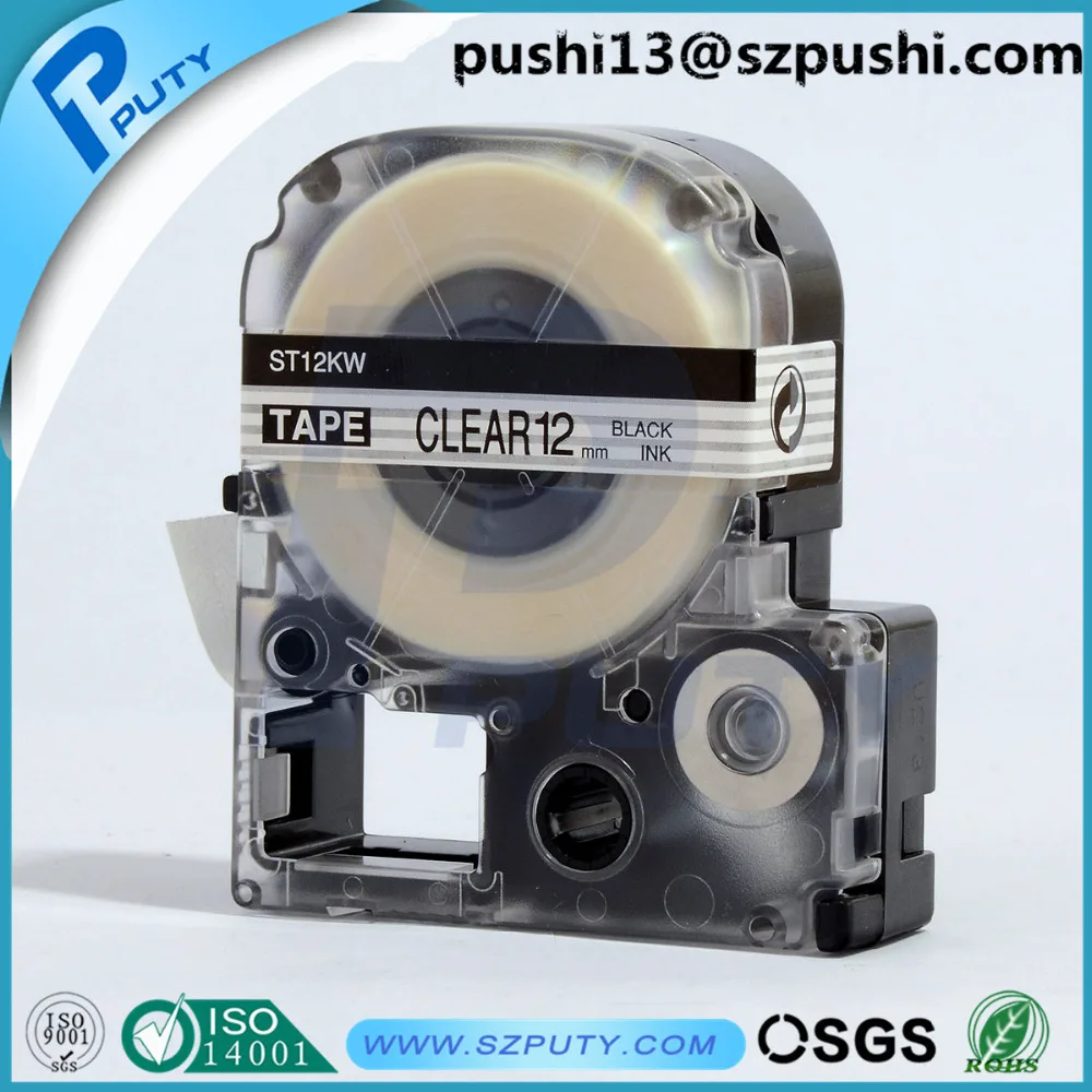 Черный на прозрачном тергабыл профессиональная лента ST12KW совместимая kingjim