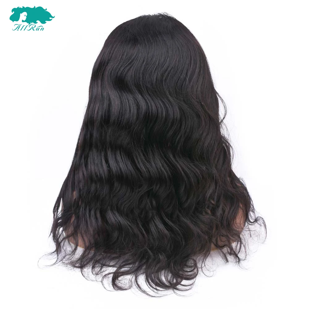 Allrun Body Wave Lace Frotnal Wig One Pack Front Human Hair Wigs 8&quot-20&quot Malaysian Weave 360 Frontal Non Remy | Шиньоны и парики