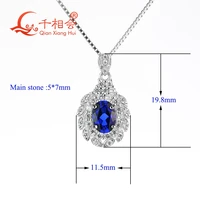 customize fashion design pendant oval shape mulit color corundum necklace with 925 silver chain jewelry