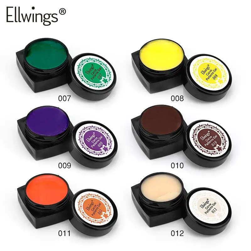 Ellwings новинка 12 цветов Резные узоры гель замачиваемый УФ лак Полупостоянный