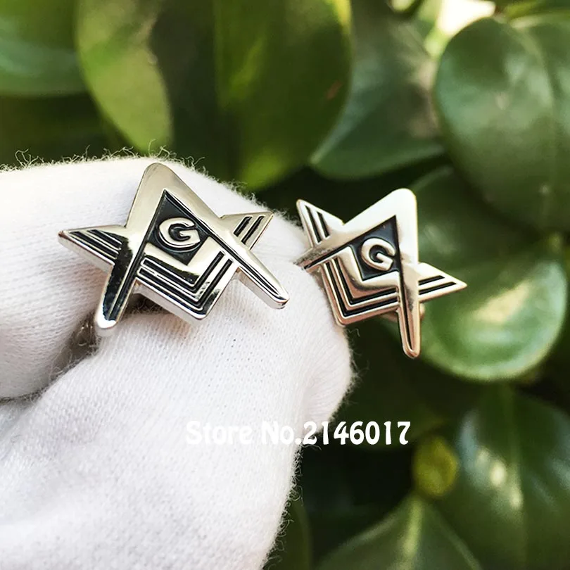 

10pairs Square and Compass G Soft Enamel Polished Men's Cufflink Sleeve Pins Button Silver Color 20mm Quality Masonic Cuff Links