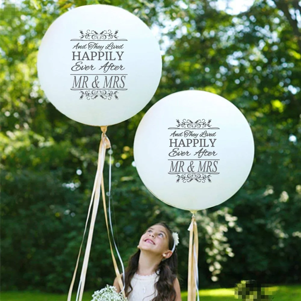 36 inch Happily Ever After MR & MRS White Latex Balloon bride and groom Large balloons for Wedding Party Decoration Supplies|Воздушные