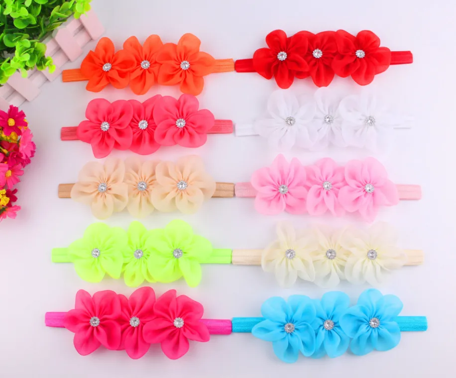 Детские эластичные повязки на голову с алмазными цветами для девочек повязка