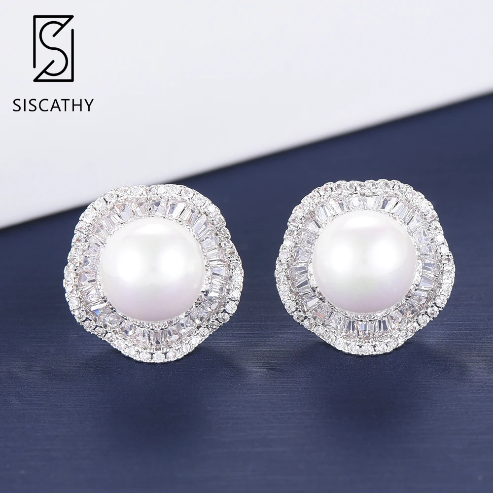 Женские серьги с искусственным жемчугом SISCATHY гвоздики в Корейском стиле