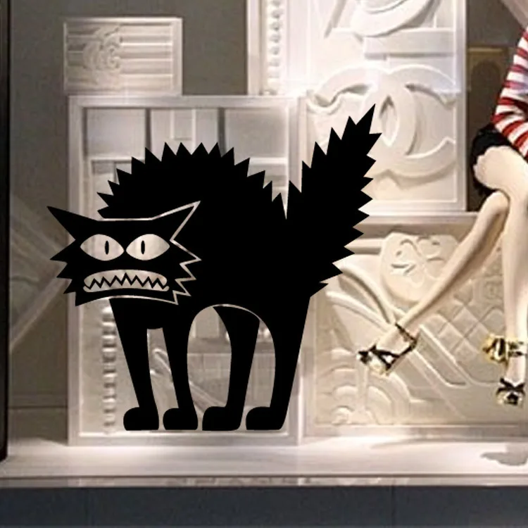 Защита окружающей среды настенные наклейки vinly Хэллоуин триллер кот стекло
