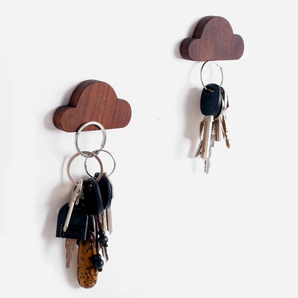

Cloudy wall hooks for clothes wall key storage hooks walnut home decor