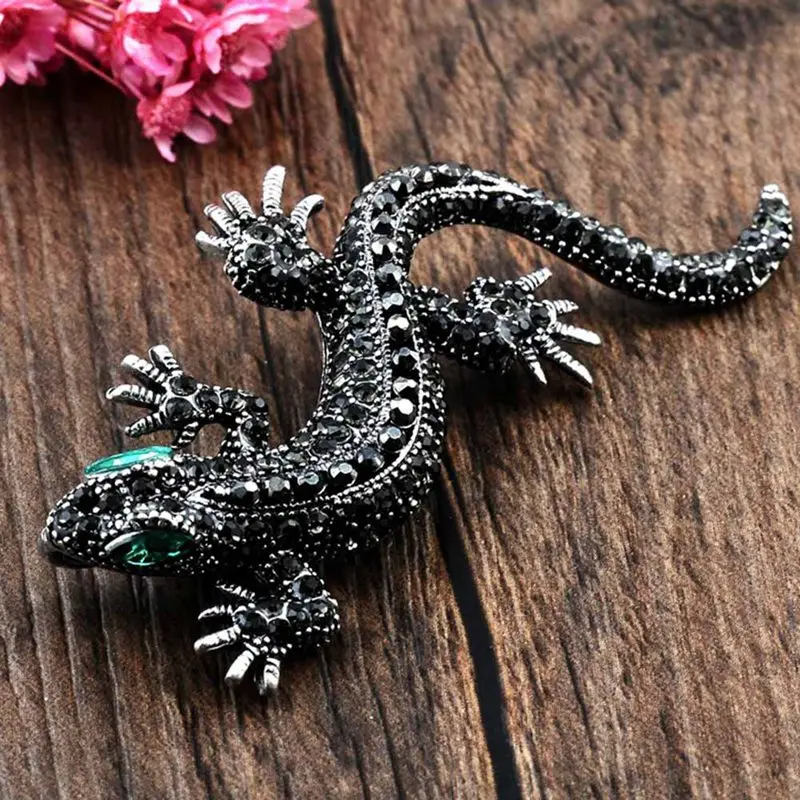 Модные женские рубашки Броши в виде ящериц декоративный Металл Gecko шпильки Стразы с финифтью брошь мужской костюм ювелирные изделия аксессуары Подарки