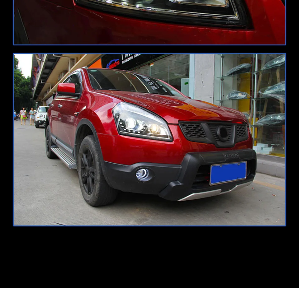 AKD тюнинг Автомобильные фары для Nissan Qashqai 2008- светодиодные дневные ходовые огни на передних фарах Hid биксеноновые фары сигнальный свет глаза ангела