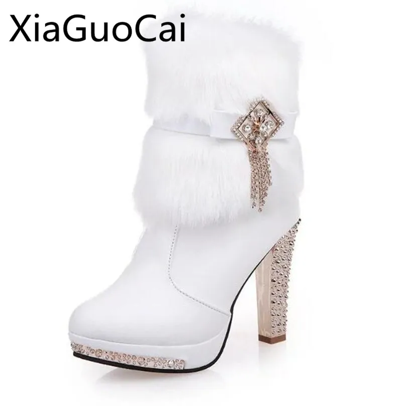 

Luxury Fur High Quality Women High Heels Boots Sexy Brand Winter Snow Boots for Women Winter Pumps