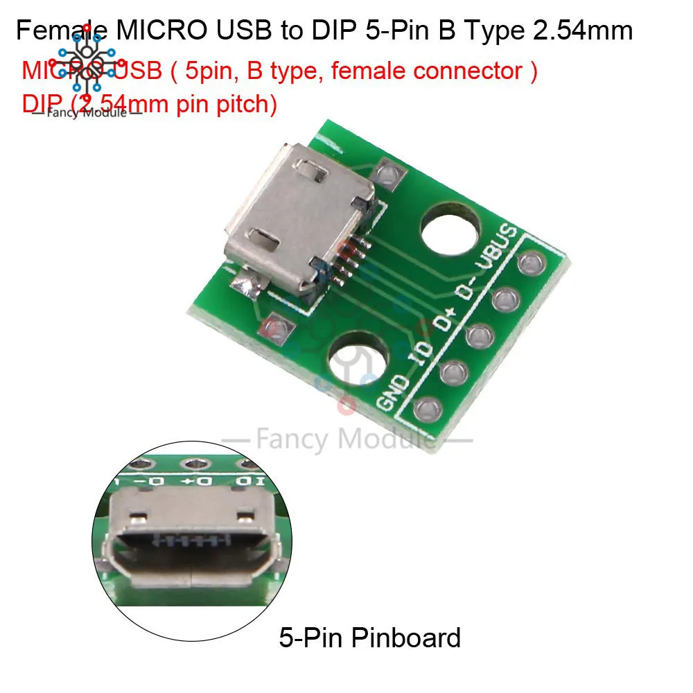 Micro USB Женский Mini A Мужской 2 0 3 Type B интерфейс до 54 мм DIP PCB адаптер коммутационная