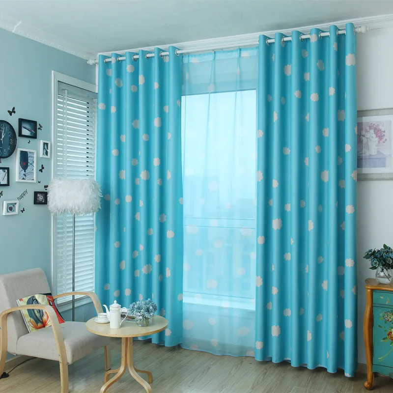 XYZLS чистые свежие тюлевые занавески с облаками тканевые жалюзи затемняющие шторы