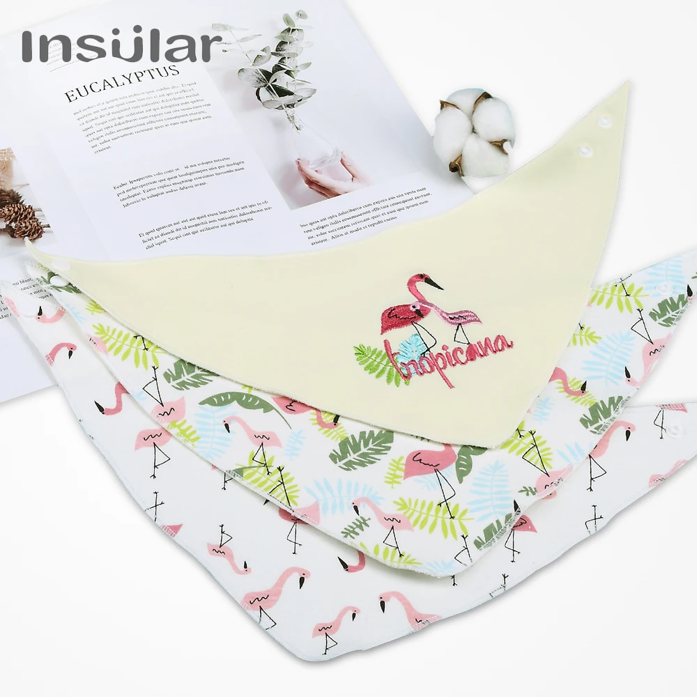 INSULAR 3Pcs/set Newborn Cartoon Baby Bibs Unisex Infant Cotton Soft Waterproof Feeding Triangle Scarf Towel Burp Clothes | Детская