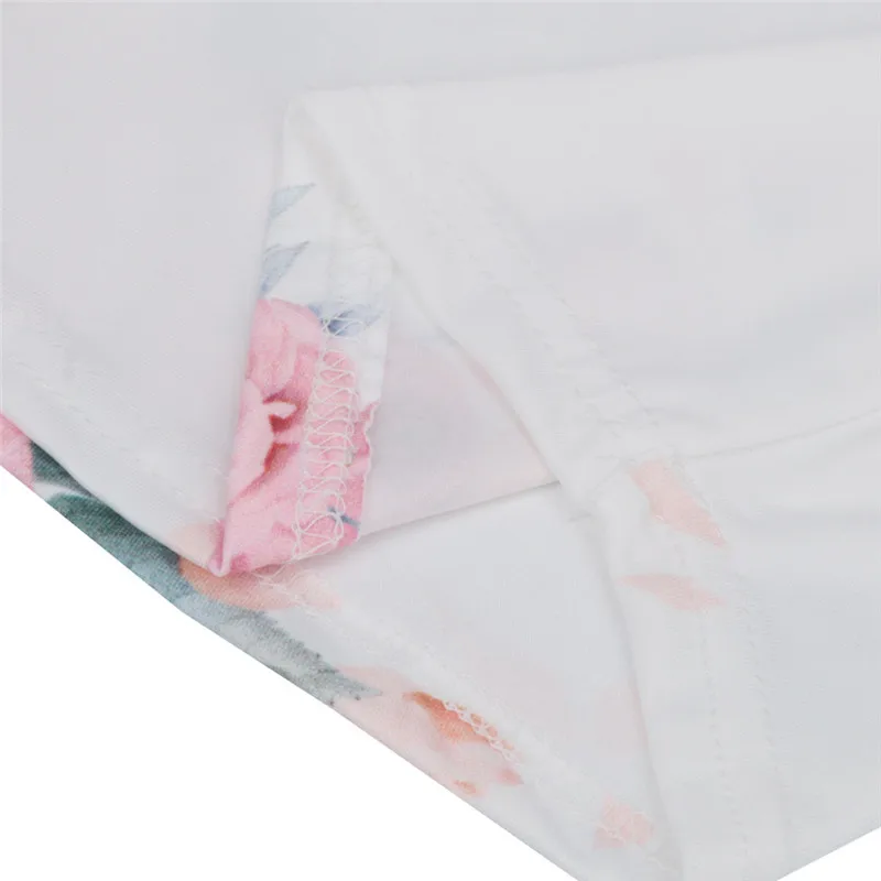 #5606 Для женщин v-образным вырезом короткий рукав с цветочным принтом Блузка