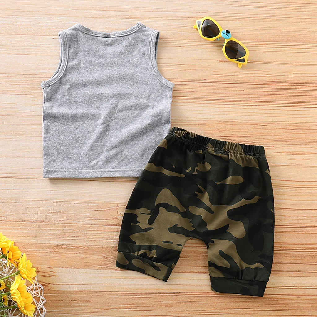 Toddler Baby Boy Clothes Vest shirt Tops+Camouflage Shorts Pants Outfits Set Sets Summer 2019 vetement enfant garcon 3 ans |