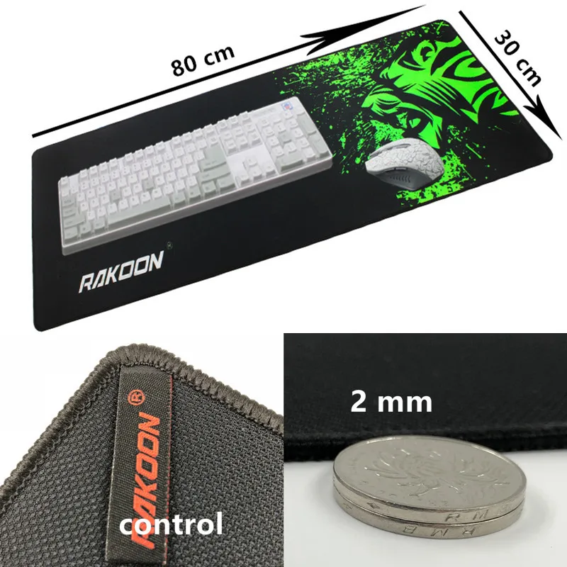 control30x80cm Большой игровой коврик для мыши с зеленым принтом, Противоскользящий коврик для мыши из натурального каучука, коврик для клавиатуры, Настольный коврик для ноутбука, компьютера, геймера, коврик для мыши - Цвет: control30x80cm