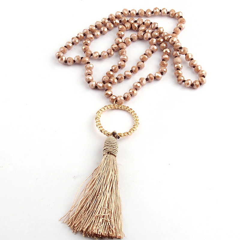 MOODPC модное богемное Темно коричневое хрустальное ожерелье с длинной