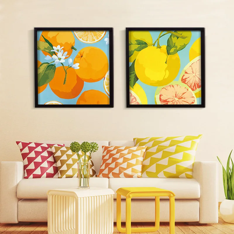 Фрукты изображения оранжевый груша помидор печатных на холсте маслом