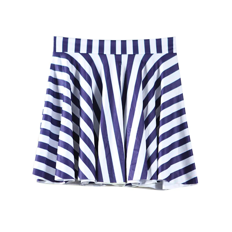 Лето мода старинные полоса 3D короткая юбка забавный размер евро известной