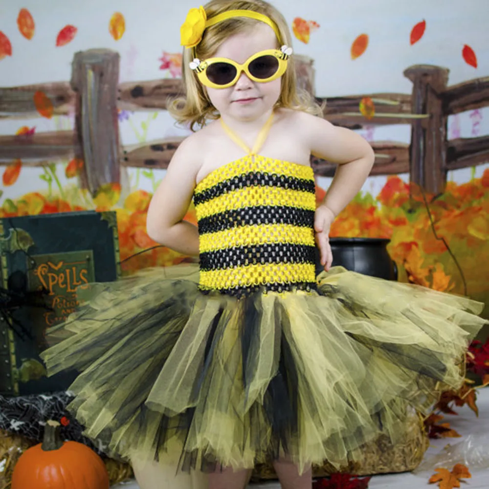 Милое Платье-пачка для девочек желтое Двухслойное вязаное фатиновое платье с