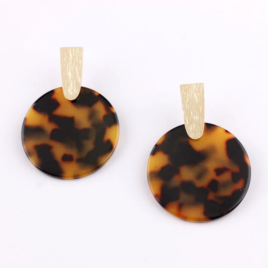 

Polished Copper Bar Leopard Acetate Sheet Turtle Shell Tortoise Resin Geometry Oval Round Drops Statement Earrings for Women New