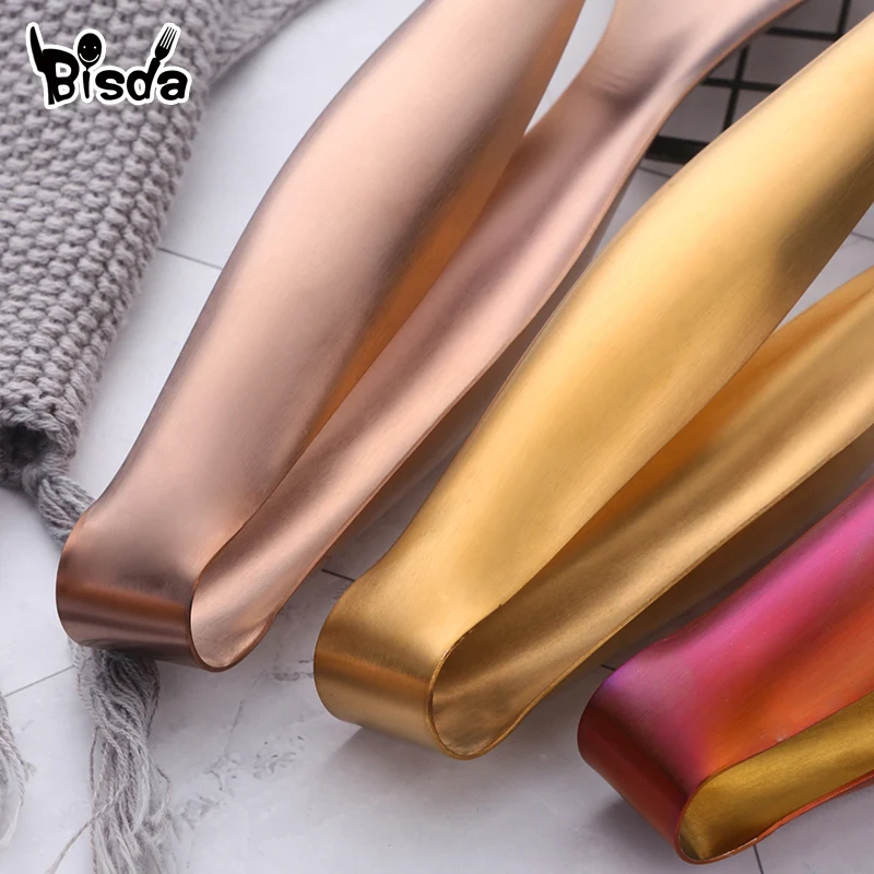 Принадлежности для барбекю гриль Тонг нержавеющая сталь зажим хлеба золотые