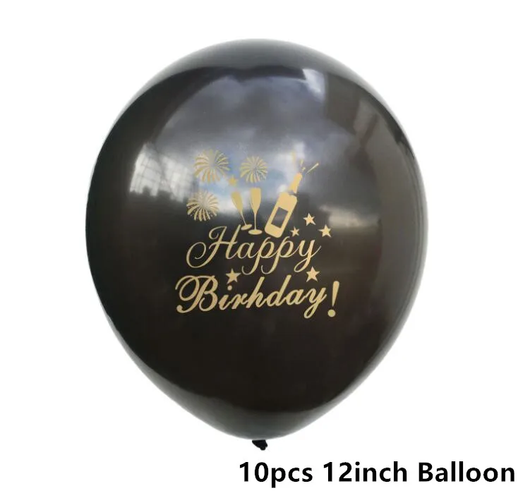 10pcs happy birthday С Днем Рождения Фольга из розового золота конфетти латексные шары взрослых рождения Юбилей вечерние воздушные шары для художественного оформления кисточкой баннер флаг - Цвет: 10pcs happy birthday