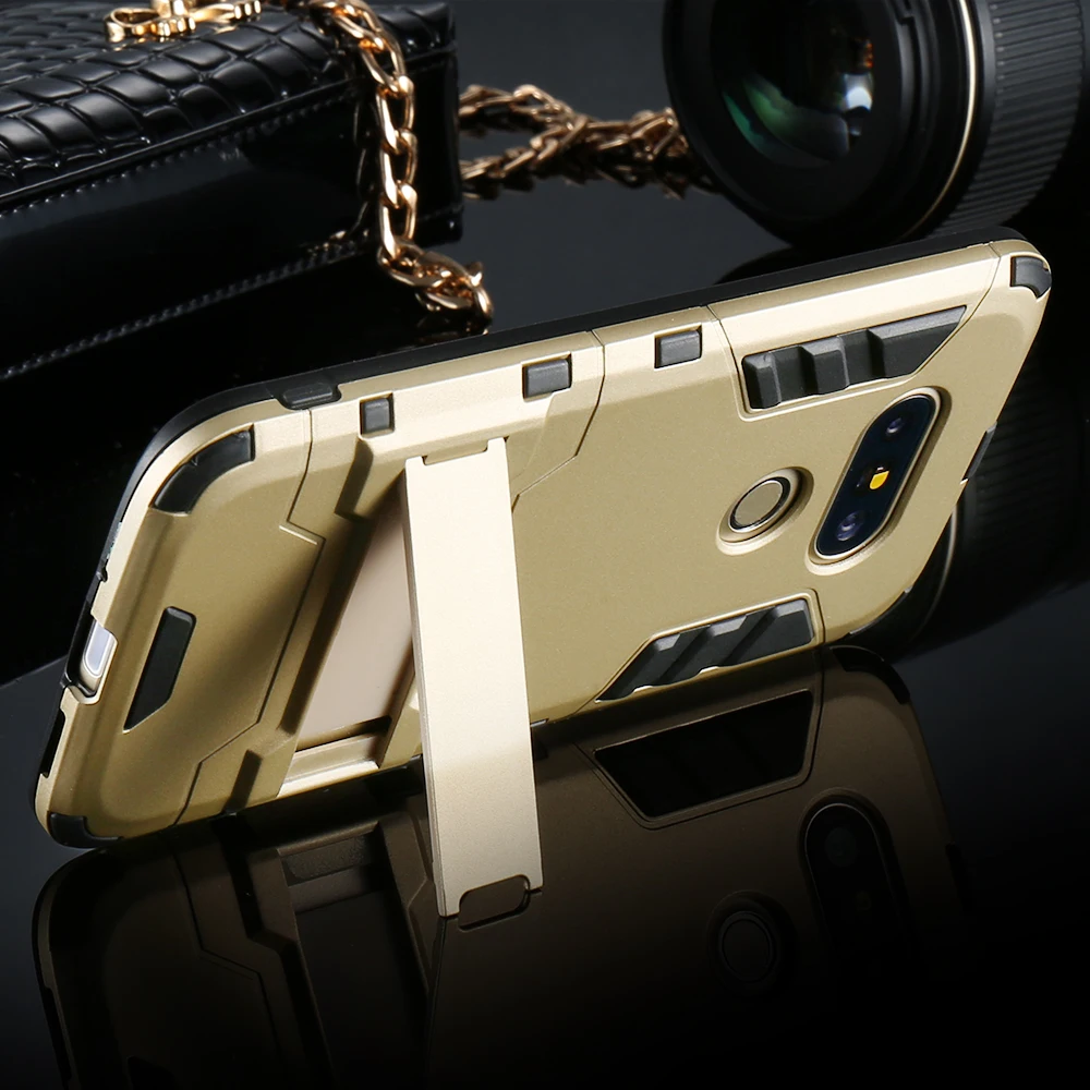 KISSCASE Гибридный Броня телефон чехлы для LG G5 G4 2 в 1 Combo задняя крышка Kickstand Чехлы